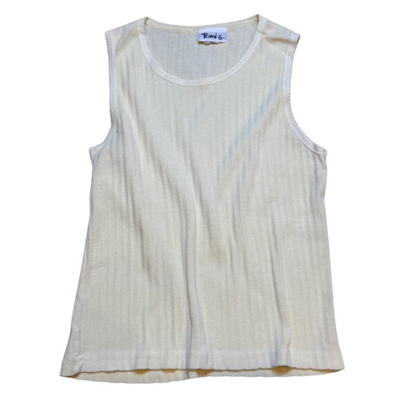 Vintage Yellow Sleeveless‎ Tank Top By Toni G. Ribbed Knit Basic M - Picture 1 of 5